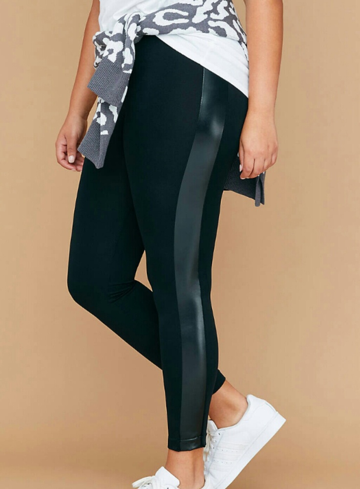 Lane Bryant Faux leather stripe leggings